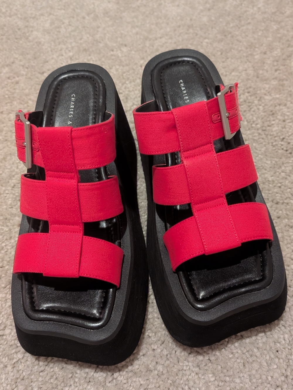 BUNDLE ONLY Charles & Keith Hot Pink Fuchsia IIsa Flatform Gladiator Sandals 6.5